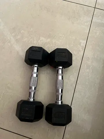 Pair of 3 kg Hex Rubber Dumbbells - Good Condition