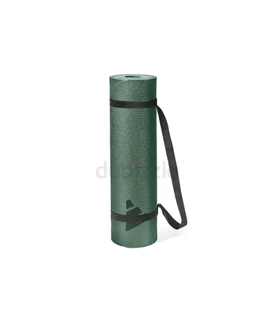 Green textured yoga mat with carrying strap 10mm, 170x 60cm