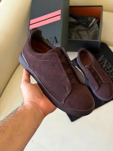 Zegna Brown Suede Casual Men's Sneakers 40-46 (SUPER MASTER QUALITY)