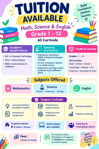 Tuition Available – Math, Science & English | Grade 1–12