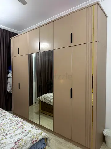 Customized 6-Door Wardrobe- Beige with Mirrors | AED 2,200