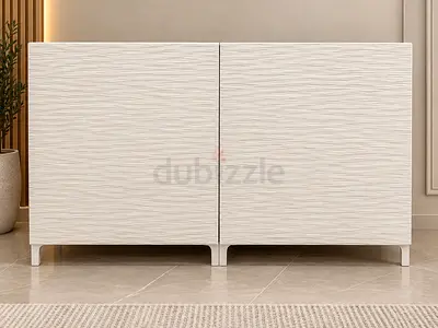Modern 2-Door Wooden Sideboard / Storage Cabinet — White Textured Finish