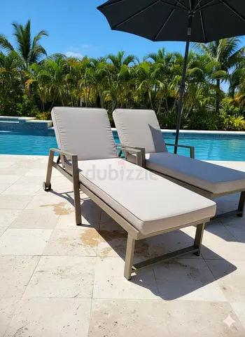 Sunlounger beige aluminum outdoor furniture garden furniture