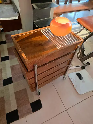 Solid Wood Side Table / Bedside Table on Wheels