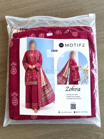 Motifz Zohra embroidered lawn suit - brand new, sealed (maroon)