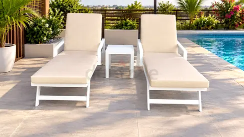Sunlounger white aluminum outdoor furniture garden furniture
