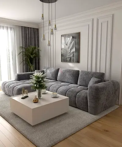 Modern Grey L-Shaped Sectional Sofa