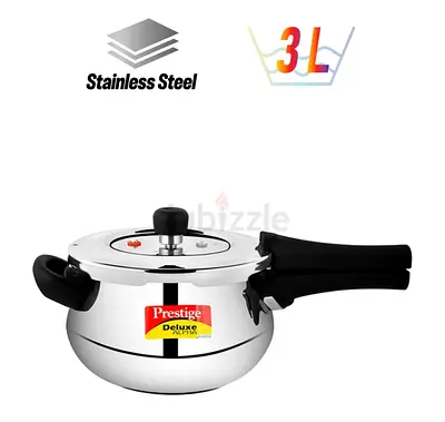 Prestige Deluxe Alpha Svachh Stainless Steel Spillage Control Pressure Cooker Silver 3Liters