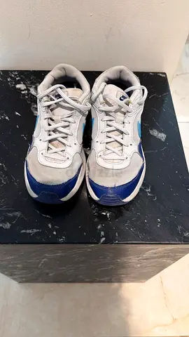 Used White & Blue Men's Sneakers, Size Unknown, Good Condition