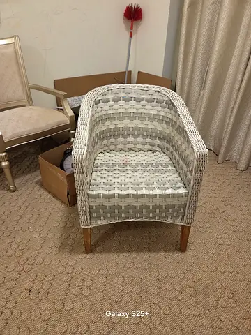 Balcony armchair with wooden legs - good used condition