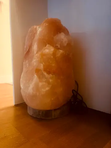EXTRA LARGE Himalayan Salt Lamp on Wooden Base - Warm Ambient Light
