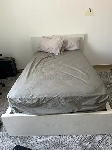White wooden bed frame with headboard and mattress pan home high quality brand 120X200 Single bed