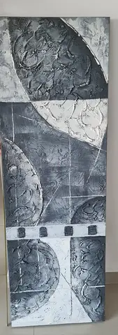 Large Abstract Textured Wall Art Panel in Grey & White