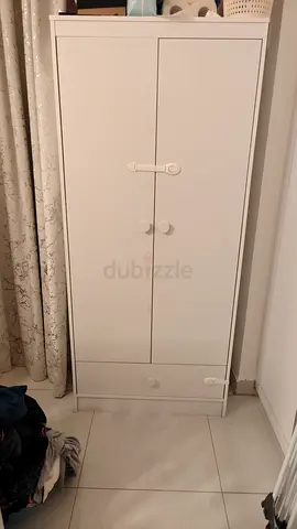 White freestanding wardrobe with drawer - very good condition