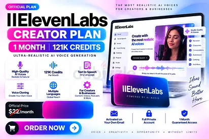 ElevenLabs Creator Plan | 1 Month | AI Voice Generation | 121K Credits