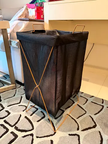 Foldable Laundry Hamper with Metal Frame - Black