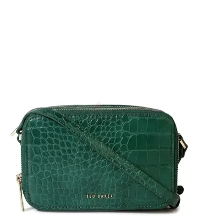 Ted Baker Green Croc-Embossed Crossbody Bag