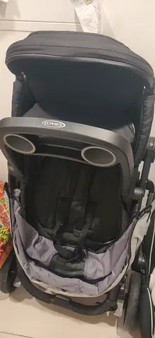 Used Graco double stroller - comfortable, folds compactly along with car seat