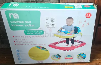 Baby Sunshine & Showers Walker - Adjustable, Removable Play Tray (Like New)
