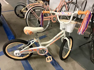Child's 18-inch Girls Bicycle with Basket and Training Wheels