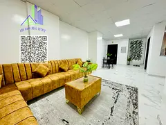 An exceptionally luxurious and high-end two-bedroom apartment with a living room, fully furnished wi