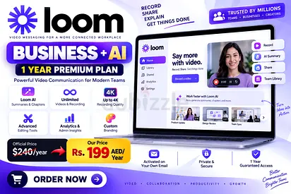 Loom Business + AI | 1 Year Premium Plan | 4K Video Enhancement
