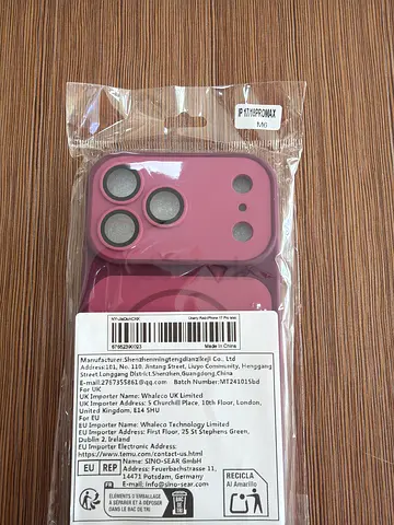 Pink silicone camera-protector phone case (new, sealed)