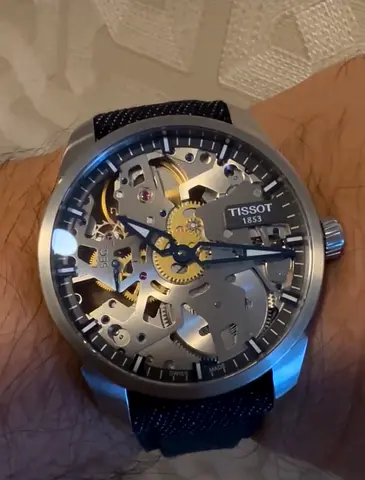 Tissot Skeleton Automatic Watch — Swiss Made, Leather Strap