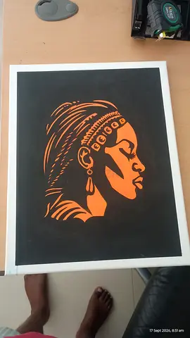 Handmade stencil-style portrait on framed canvas