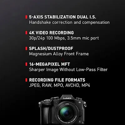 Panasonic Lumix G Mirrorless Camera - 16MP, 4K, 5-Axis Stabilization (Body + Lens)