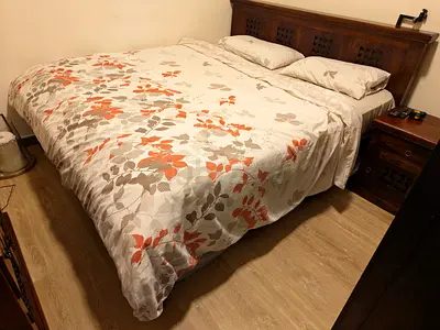 Marina Home - Solid Wood King size - Dark Finish, Sturdy Rustic Design with a brand new mattress.