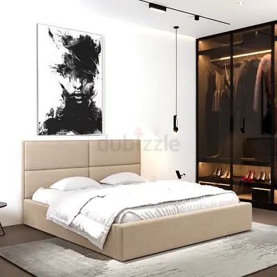 Beige Brand New king size bed storage including mattress good quality king bed
