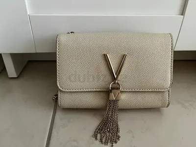 Beige leather small shoulder bag / clutch - like new