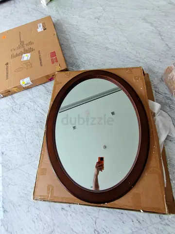 Oval Wall Mirror with Wooden Frame