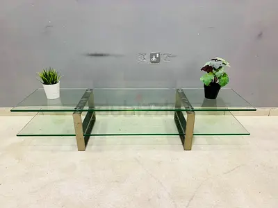 Modern Low Glass Coffee Table with Chrome Legs