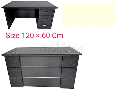 Dark Grey Office Desk with 3 Drawers - 120 x 60 cm