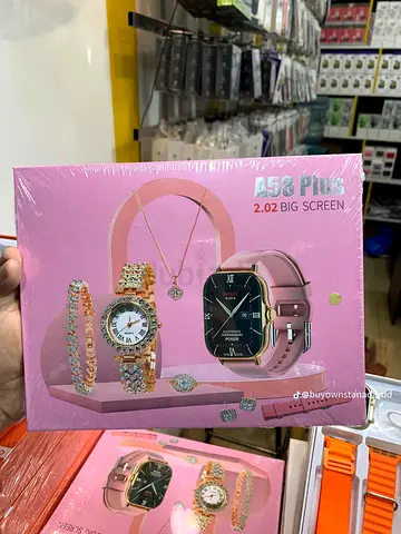 A58 Plus Smartwatch with Jewelry Set - Brand New Sealed (Pink)