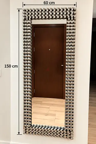 Large Decorative Full-Length Wall Mirror 60x150 cm - Woven Silver Frame