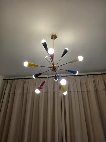 Modern Sputnik Chandelier with Colorful Cone Shades - 10-Light Pendant
