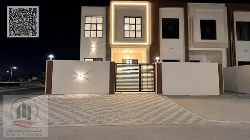 Villa for sale in Ajman, Al Helio: 4 master bedrooms, a majlis, a living room, and a maid's room. Freehold ownership available for all nationalities.