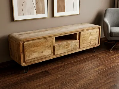 Art and craft Modern Wooden Entertainment Center with Hairpin Legs