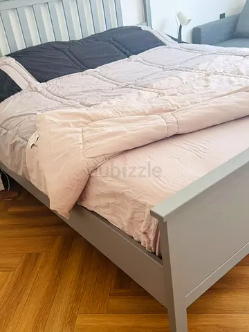 IKEA Slatted Wooden king size Bed Frame without Mattress (Light Grey)