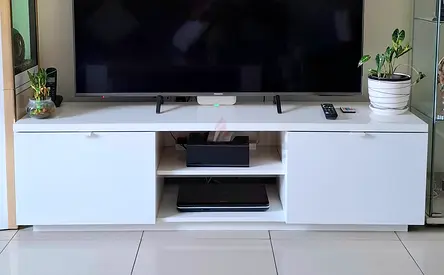 White TV Cabinet / Entertainment Unit with Storage - Good Condition