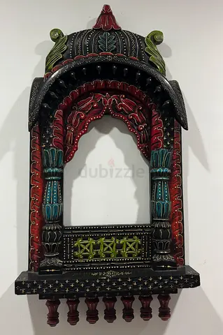 Hand-painted Wooden Jharokha Mirror Frame - Traditional Rajasthani Design. Big size