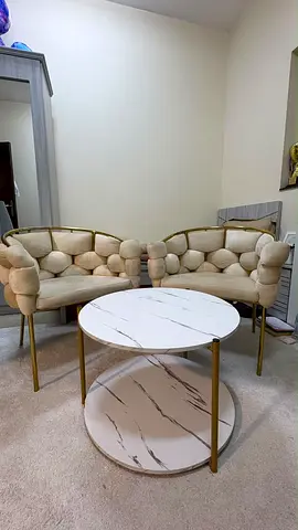 Luxury Modern Coffee Set (2 Armchairs + Marble Table)