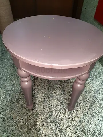URGENT MOVING OUT - Small round wooden side table IKEA - pink painted, good condition