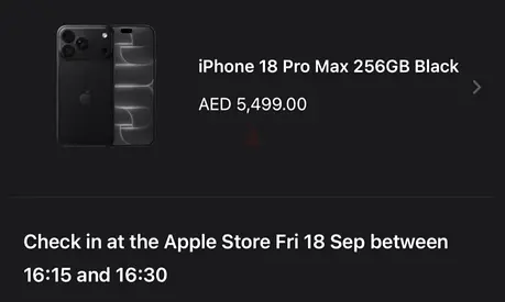 Apple IPhone 18 Pro Max Black TDRA