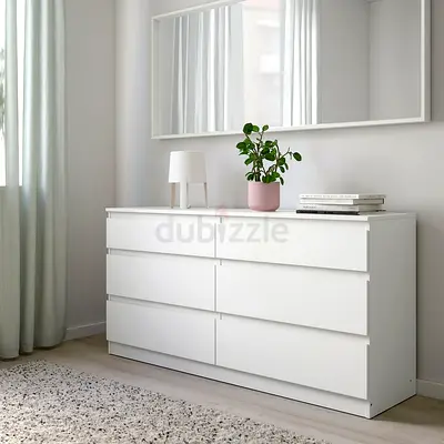 KULLEN Chest of 6 drawers, white, 140x40x72 cm