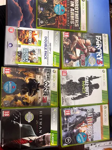 Set of 7 Xbox 360 Games - Hitman, Gears, Far Cry, Battlefield, COD, Brothers in Arms