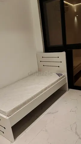 Single white wooden bed frame with mattress - good condition